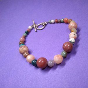 Multicolored gemstone ball bracelet 3 inch